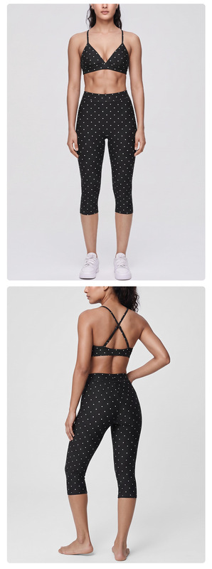 High Quality Quick Dry Activewear Polka Dot Print Bra Set Elasticity 3 Piece Women's Yoga Set FGBB3086 K7012 K7013