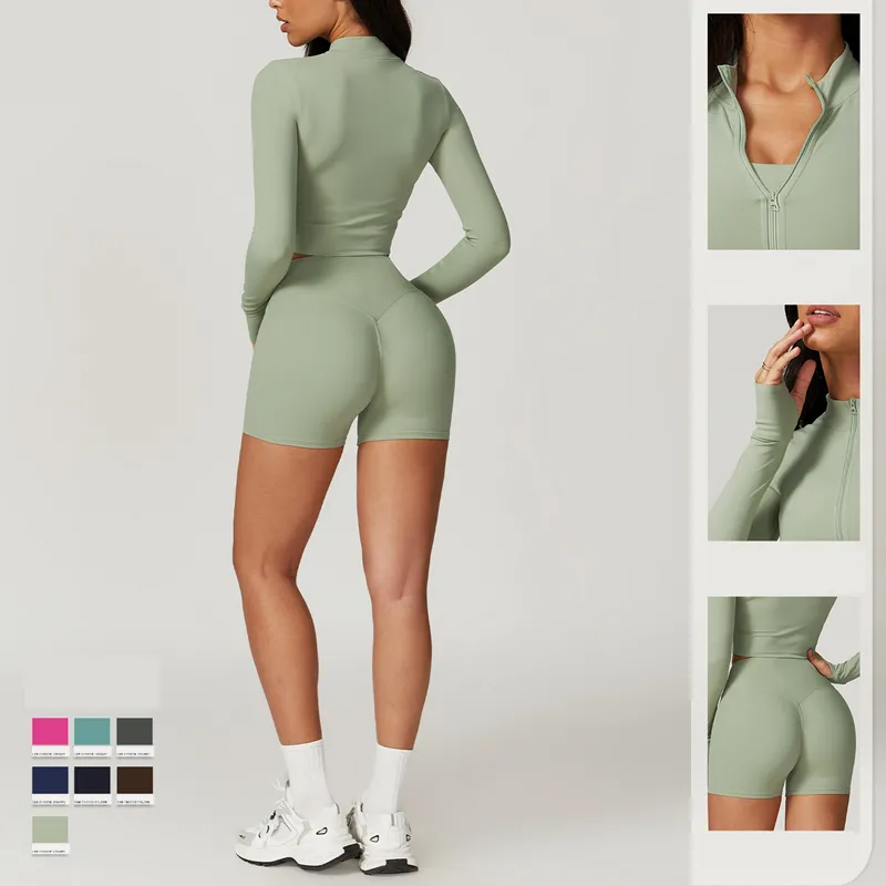 Women's 4-Piece Yoga Set: Sports Bra, Jacket, Shorts, and Pants FGBTZ8047-3 TZ8047-4