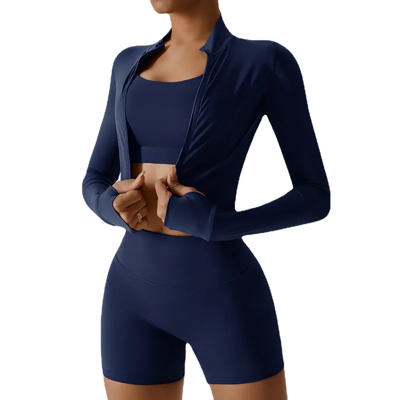Women's 4-Piece Yoga Set: Sports Bra, Jacket, Shorts, and Pants FGBTZ8047-3 TZ8047-4