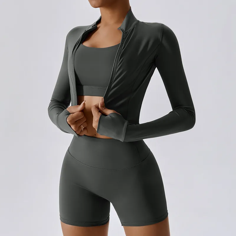 Women's 4-Piece Yoga Set: Sports Bra, Jacket, Shorts, and Pants FGBTZ8047-3 TZ8047-4