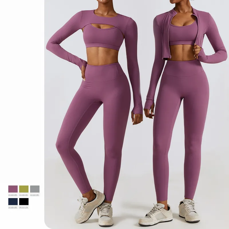 Women's 4-Piece Yoga Set: Sports Bra, Jacket, Tank Top, and Pants FGBTZ8347