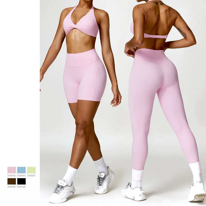 Women's 3-Piece Yoga Set: Sports Bra, Shorts, and Pants FGBTZ8503