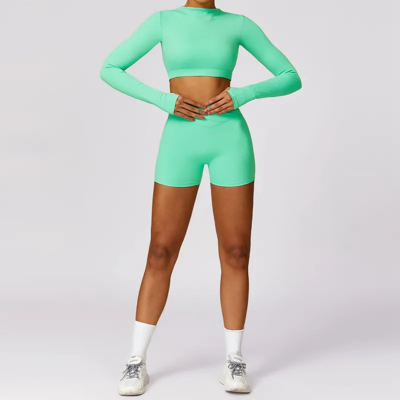 Women's 4-Piece Yoga Set: Sports Bra, Jacket, Shorts, and Pants FGBTZ8578