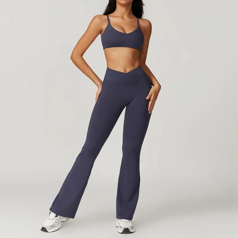 Women's 4-Piece Yoga Set: Sports Bra, Short Sleeve Top, Shorts, and Pants FGBTZ8799