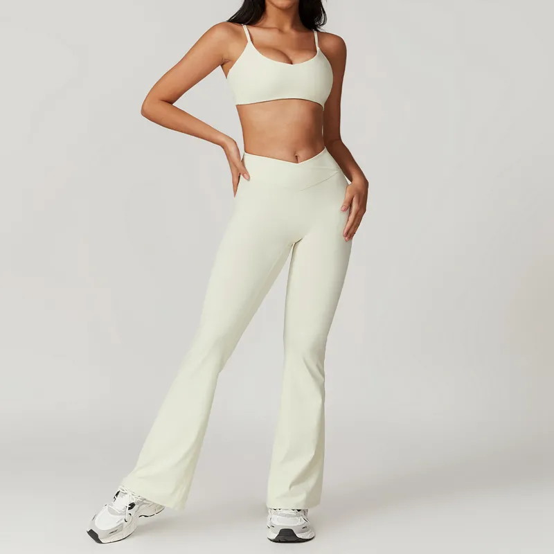Women's 4-Piece Yoga Set: Sports Bra, Short Sleeve Top, Shorts, and Pants FGBTZ8799