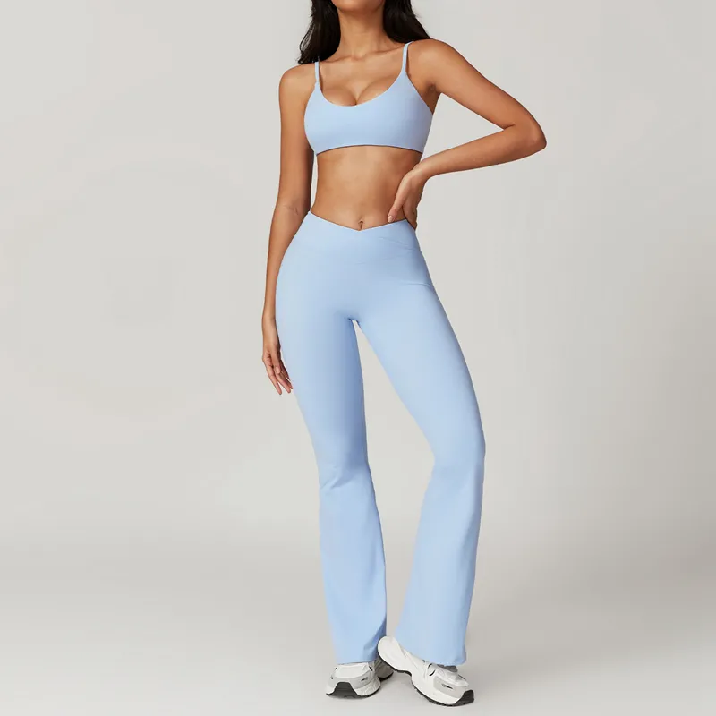 Women's 4-Piece Yoga Set: Sports Bra, Short Sleeve Top, Shorts, and Pants FGBTZ8799