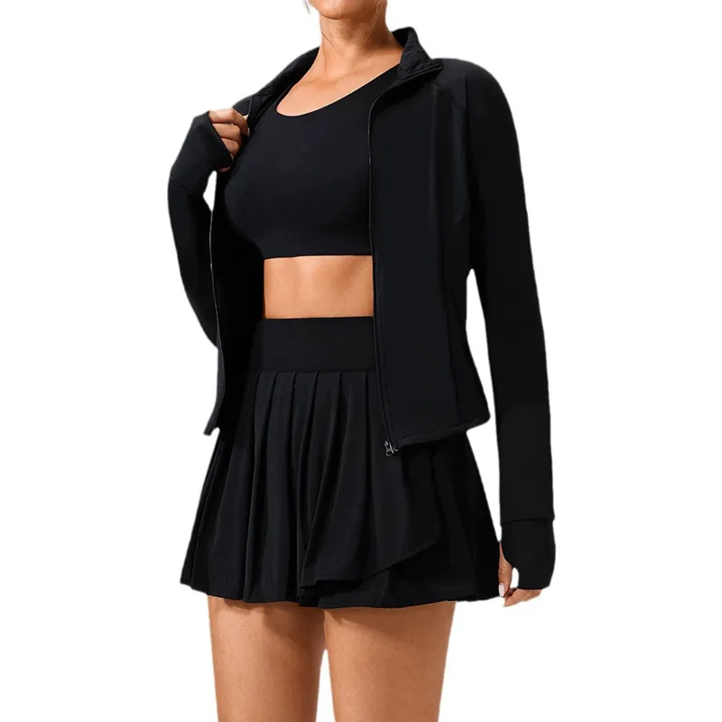Women's 3-Piece Yoga Set: Sports Bra, Skirt, and Jacket FGBYW306+KW309-YW514+KW309