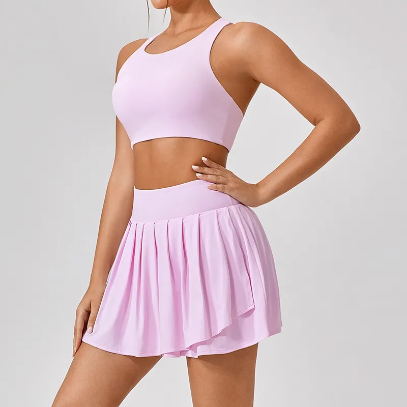 Women's 3-Piece Yoga Set: Sports Bra, Skirt, and Jacket FGBYW306+KW309-YW514+KW309
