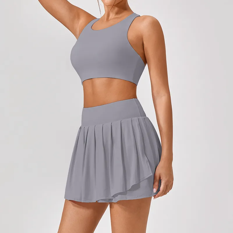 Women's 3-Piece Yoga Set: Sports Bra, Skirt, and Jacket FGBYW306+KW309-YW514+KW309