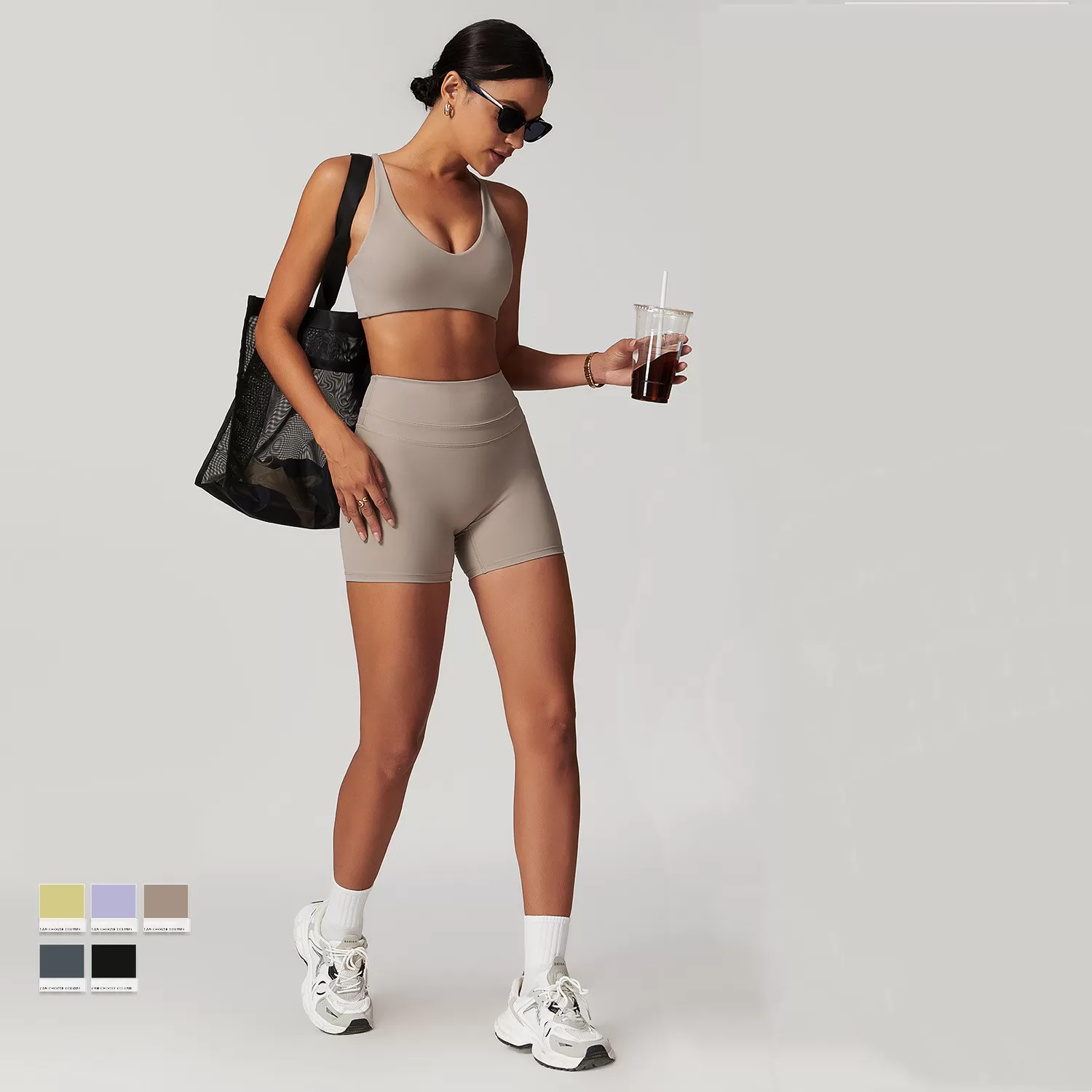 Women's 2-Piece Yoga Set: Sports Bra and Shorts FGBTZ8863
