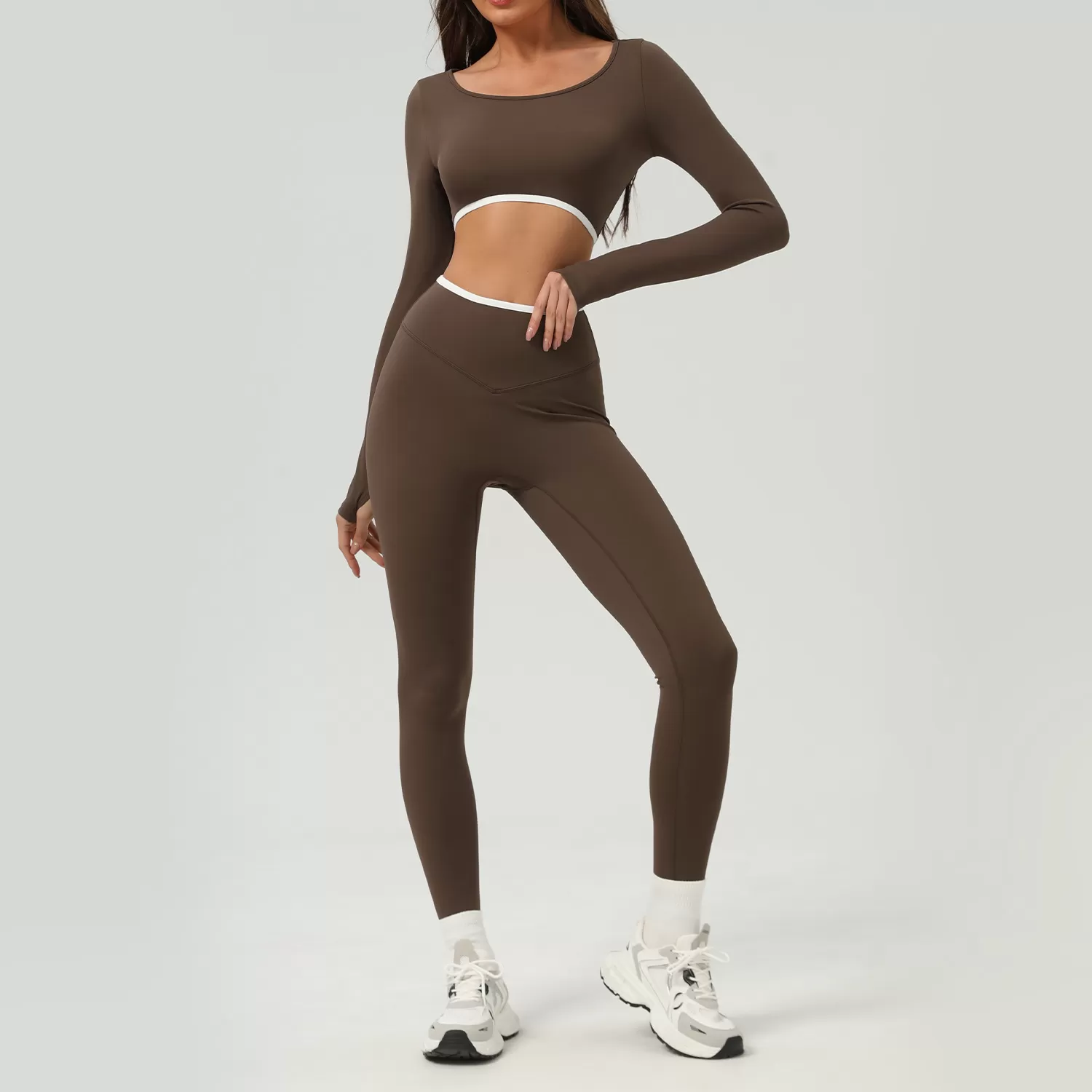 Women's Two Piece Yoga Top And Legging Workout Set FGBSM2511