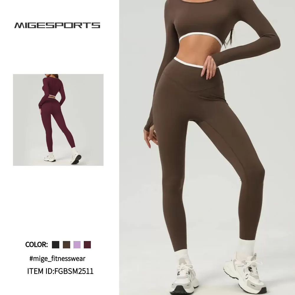 Women's Two Piece Yoga Top And Legging Workout Set FGBSM2511