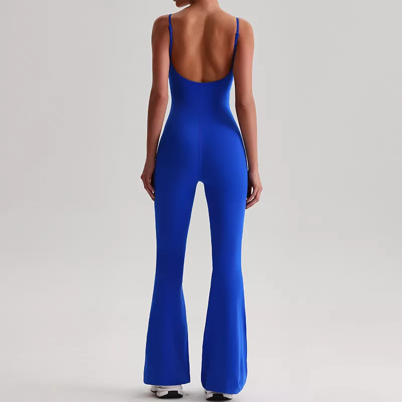High Quality Spandex Nylon Sleeveless Yoga Flare Jumpsuits FGB8031