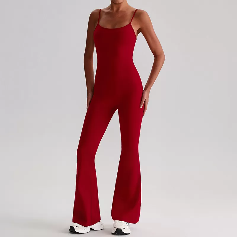 High Quality Spandex Nylon Sleeveless Yoga Flare Jumpsuits FGB8031