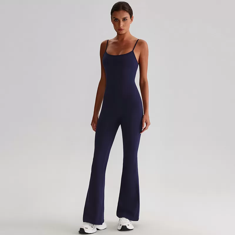 High Quality Spandex Nylon Sleeveless Yoga Flare Jumpsuits FGB8031