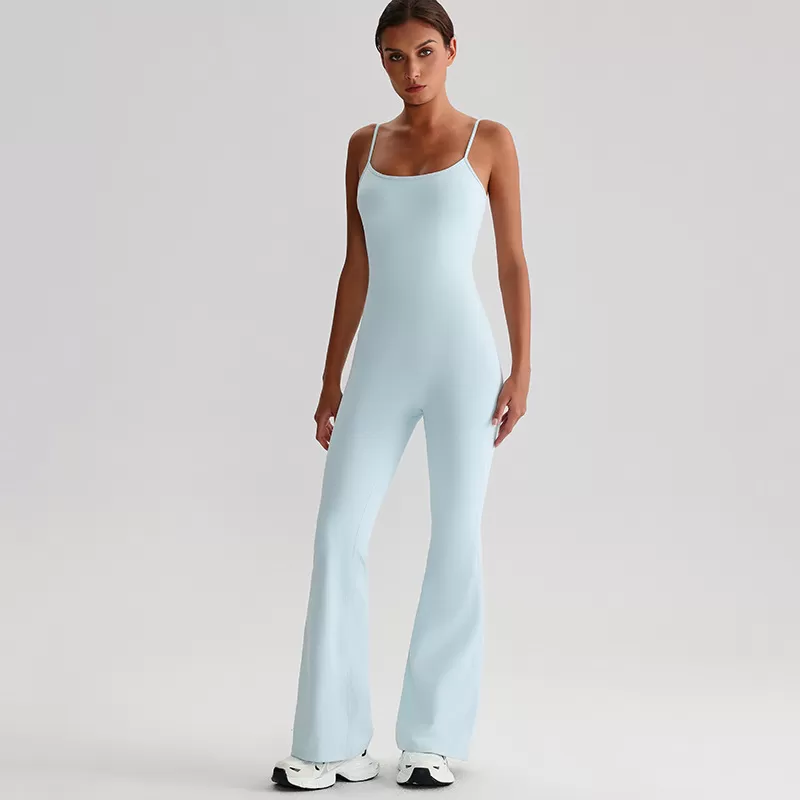 High Quality Spandex Nylon Sleeveless Yoga Flare Jumpsuits FGB8031