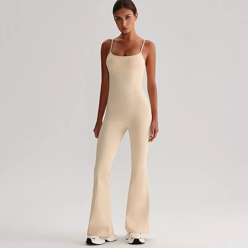 High Quality Spandex Nylon Sleeveless Yoga Flare Jumpsuits FGB8031