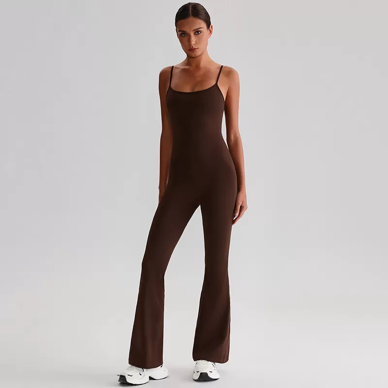 High Quality Spandex Nylon Sleeveless Yoga Flare Jumpsuits FGB8031