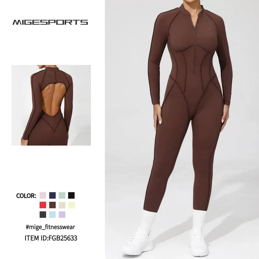 Women's Fitness One Pieces Long Sleeved Jumpsuits FGB25633