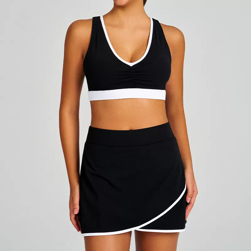 Women's Yoga Sports Bra And 2 in 1 Skirts Tennis Set FGBB4039+K4627
