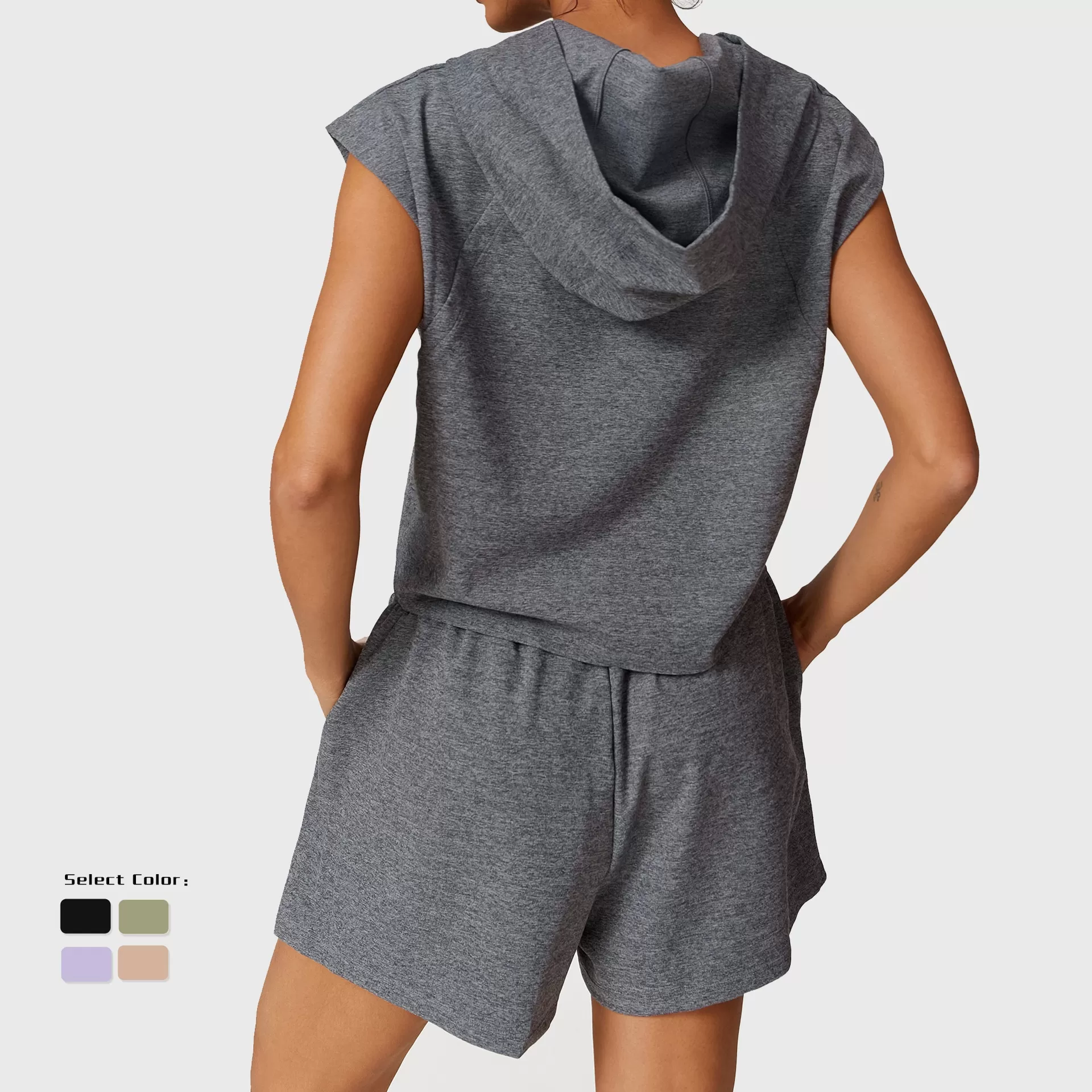Women's Workout 4 Piece Short Sleeve Shorts Singlet Yoga Wear Sets FGBPT2398