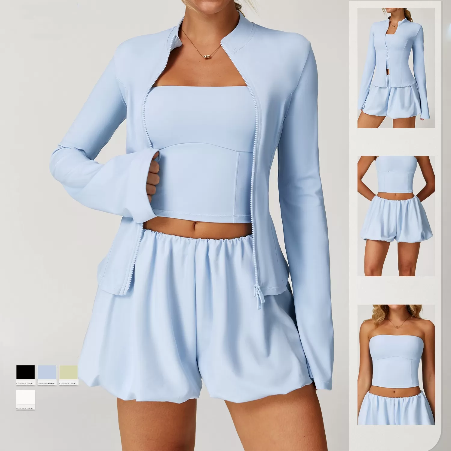Women's Sport Wear Casual Jacket Three-Piece Tennis Skirt Set  FGBTZ2000
