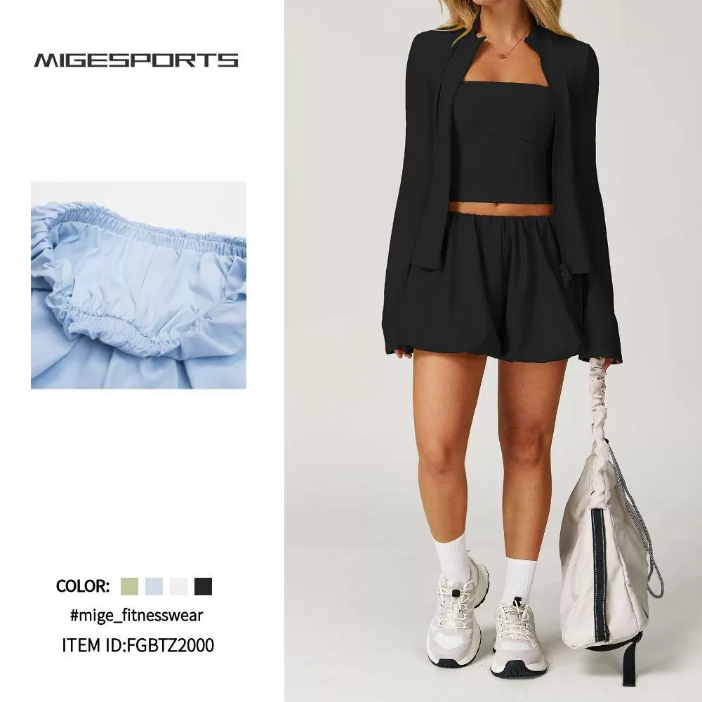 Women's Sport Wear Casual Jacket Three-Piece Tennis Skirt Set  FGBTZ2000