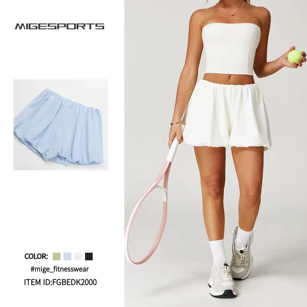 Women's Double Layer Biker Tennis Yoga Shorts FGBEDK2000