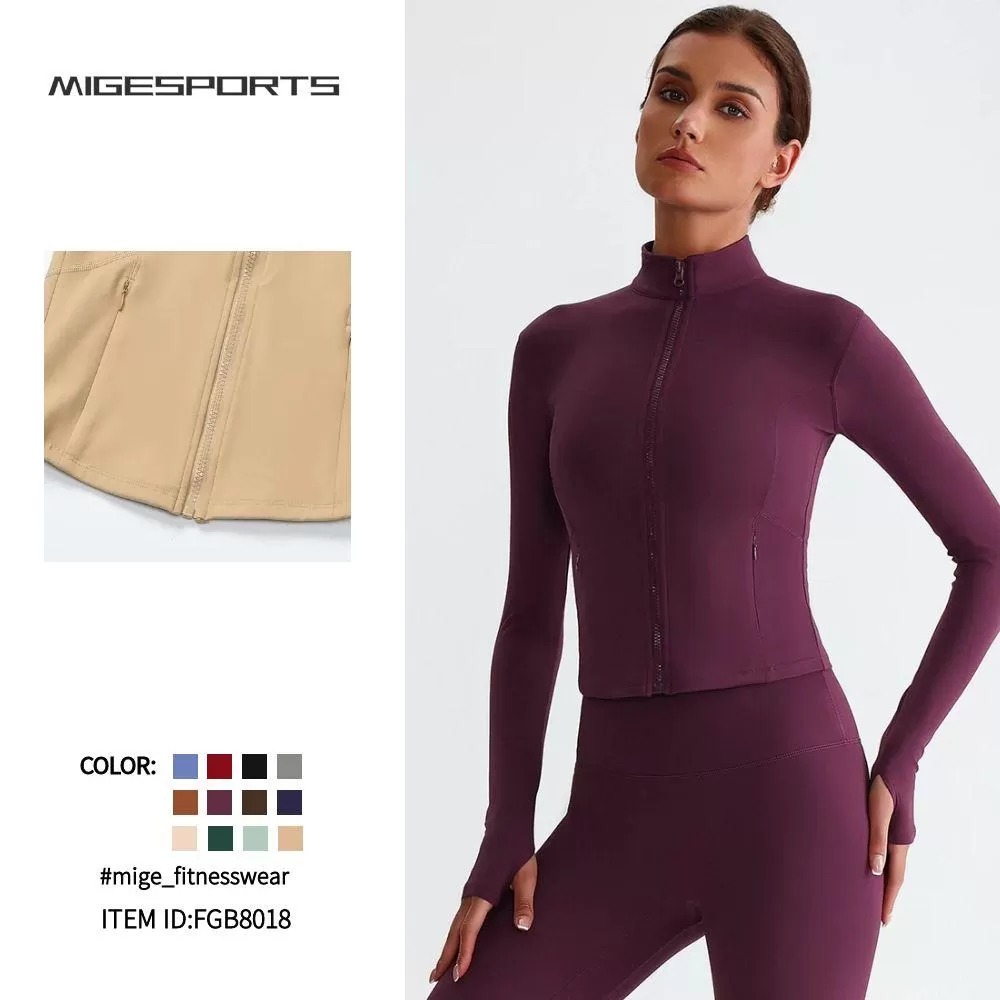 Women's Zipper Tight Running Fitness Yoga Jacket FGB8018