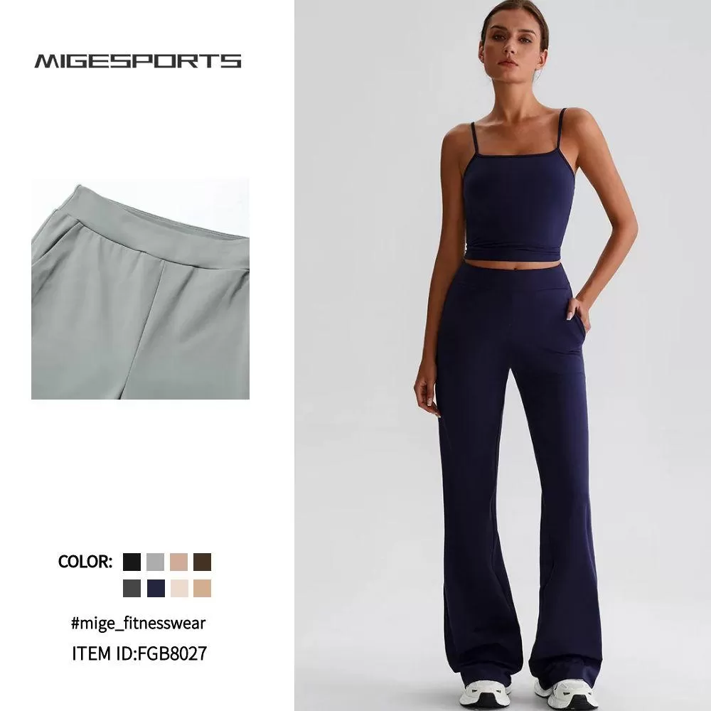 Women's Recycled Polyester Flared Yoga Pants with Side Pockets FGB8027