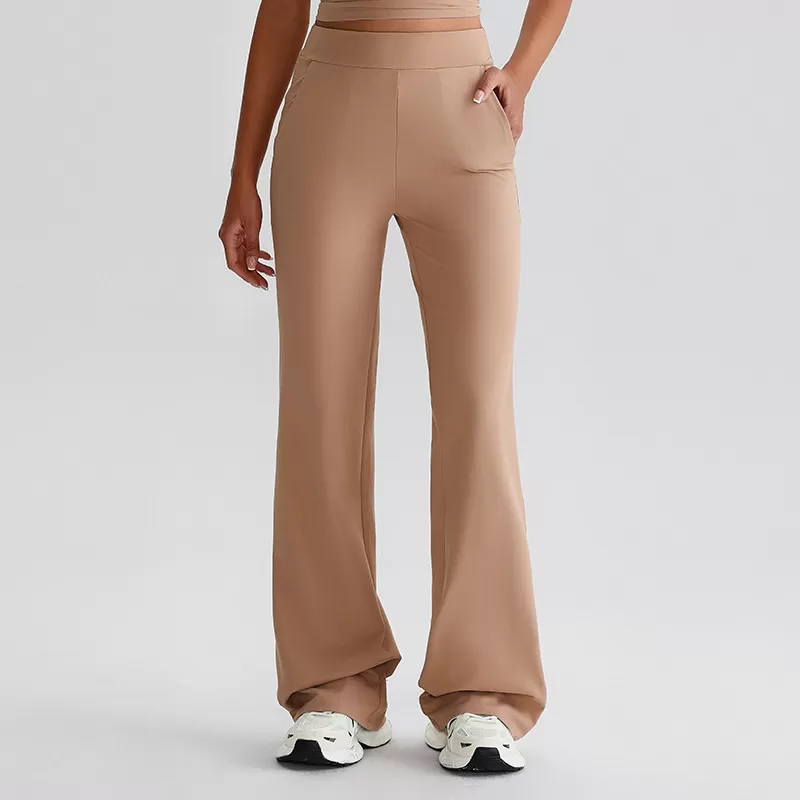 Women's Recycled Polyester Flared Yoga Pants with Side Pockets FGB8027