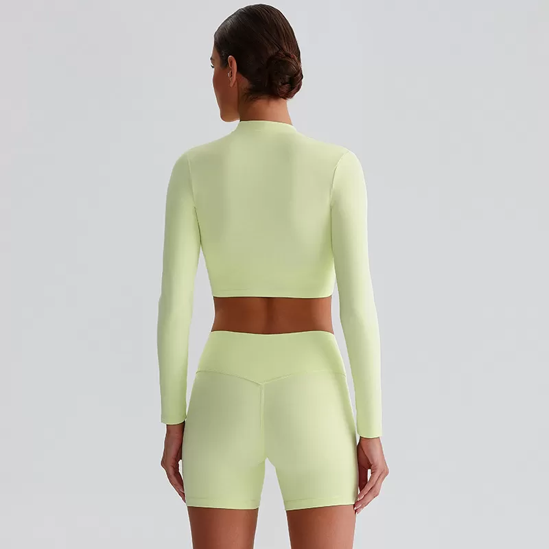 Women's Jackets Crop Top Shorts Active Wear 2 Piece Sets FGBTZ0322
