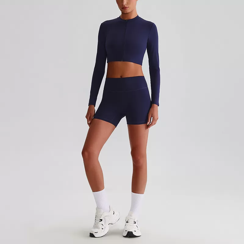 Women's Jackets Crop Top Shorts Active Wear 2 Piece Sets FGBTZ0322