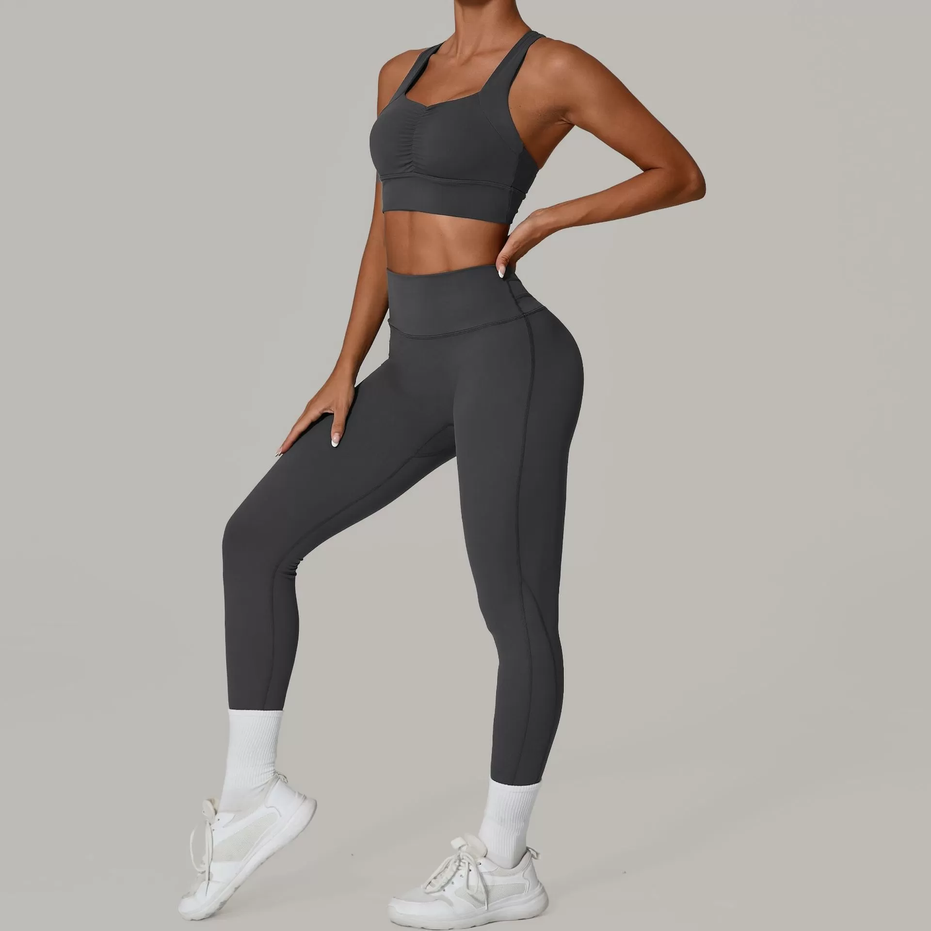 Women's Solid Color 2 Piece Compression Sportswear FGB6229+87054