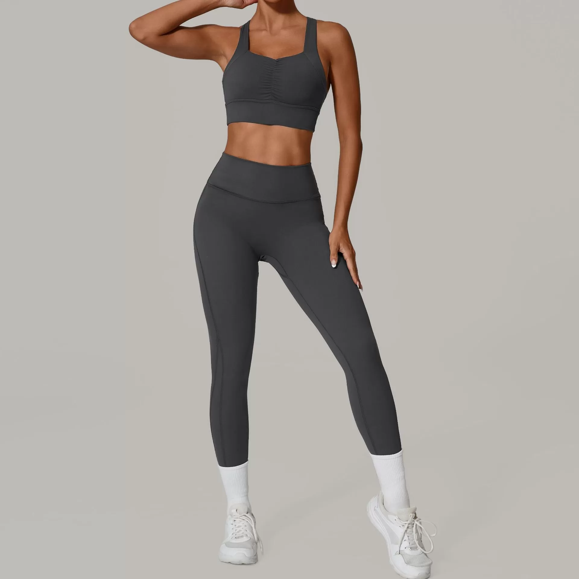 Women's Solid Color 2 Piece Compression Sportswear FGB6229+87054