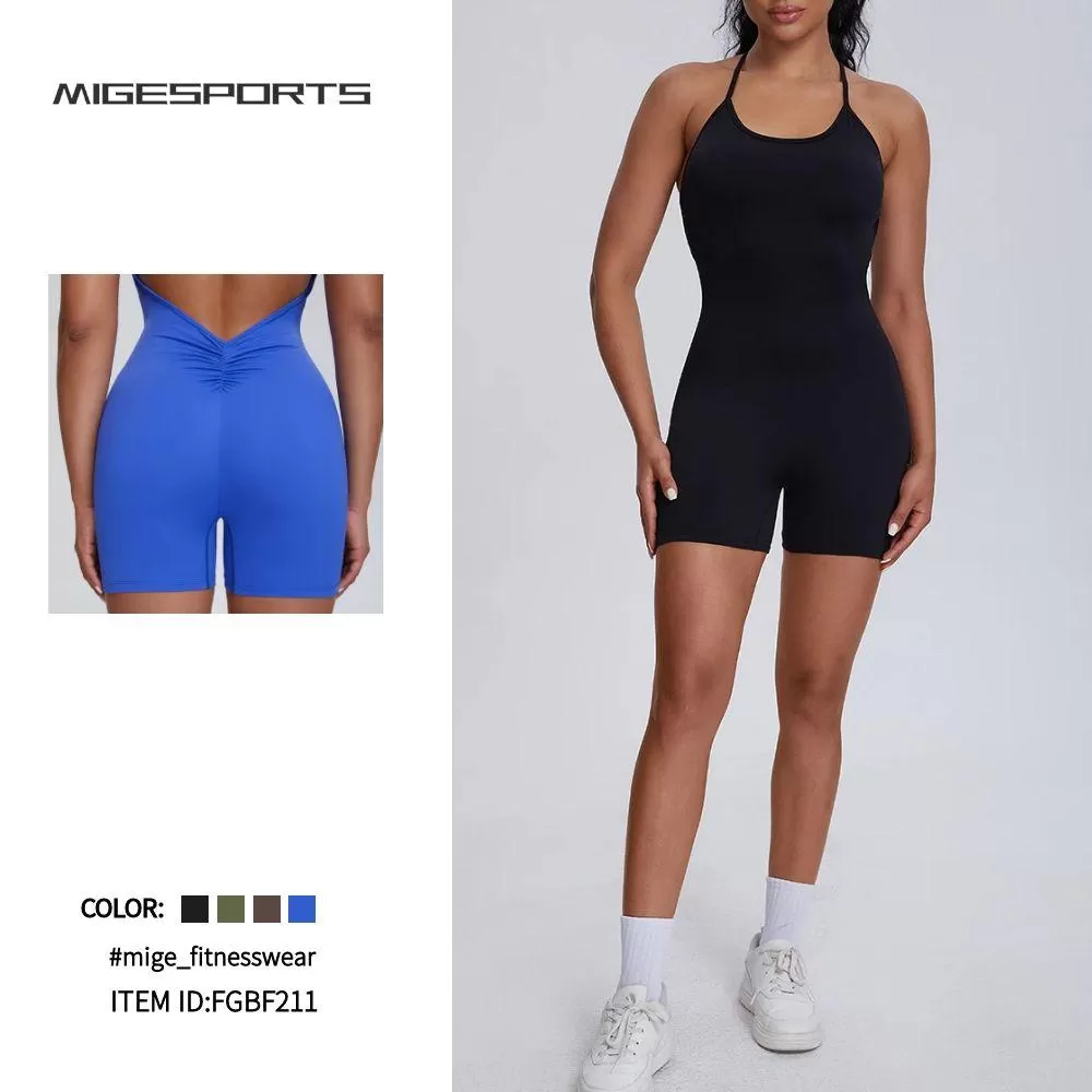 Yoga Bodysuit Short Sports Fitness Jumpsuit For Women FGBF211