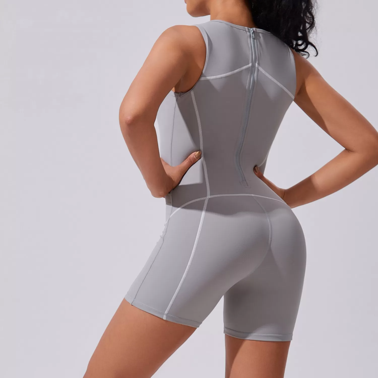 Women's Gym Romper Shorts Contrast color line Yoga Jumpsuit FGBF212