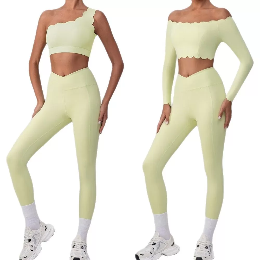 Gym Suit Detachable Bras Tops And Leggings Yoga Sets for Ladies FGBYW542+KW421-YW544+KW421