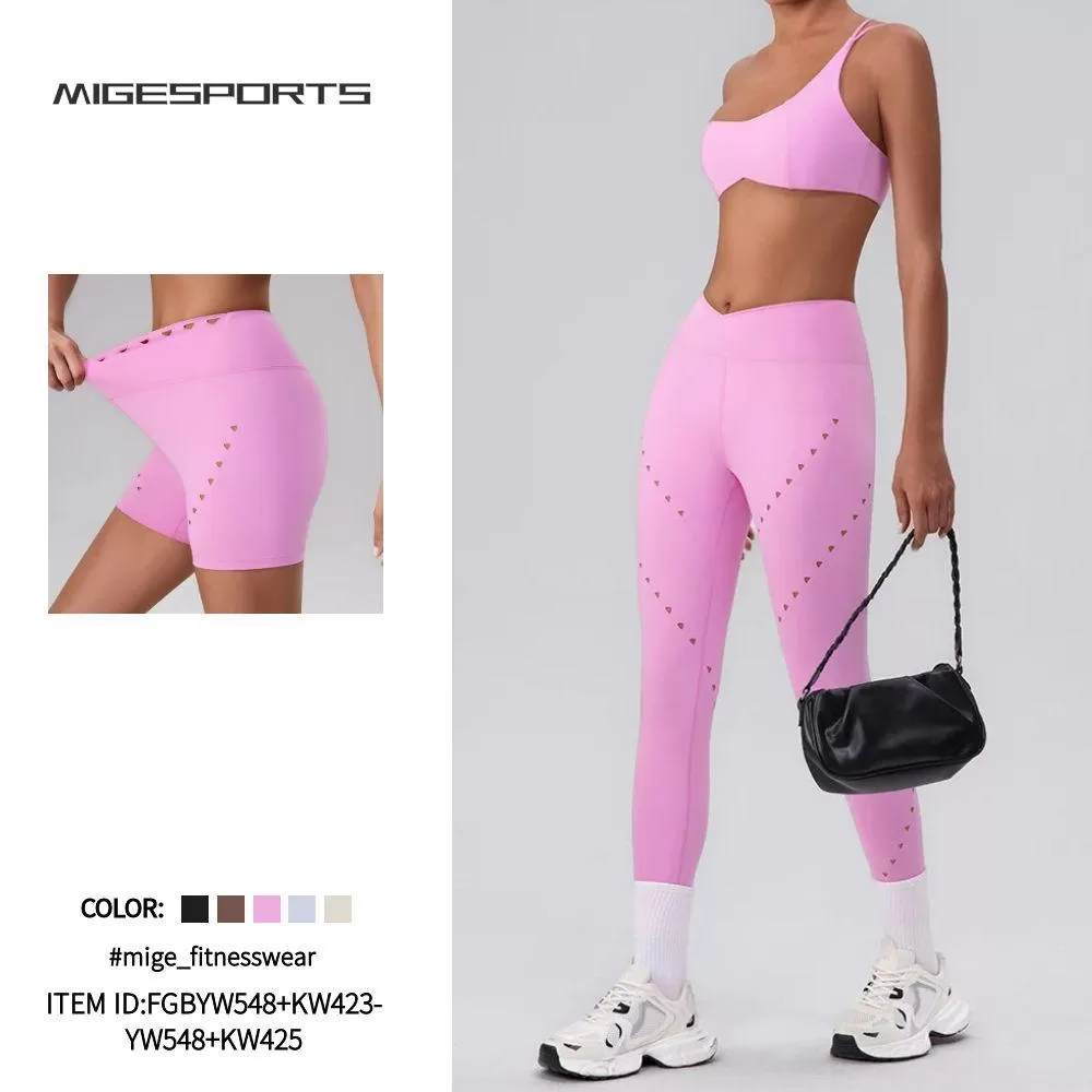 Women's Workout Suit With Sports Bra Shorts Leggings Yoga Sets  FGBYW548+KW423-YW548+KW425