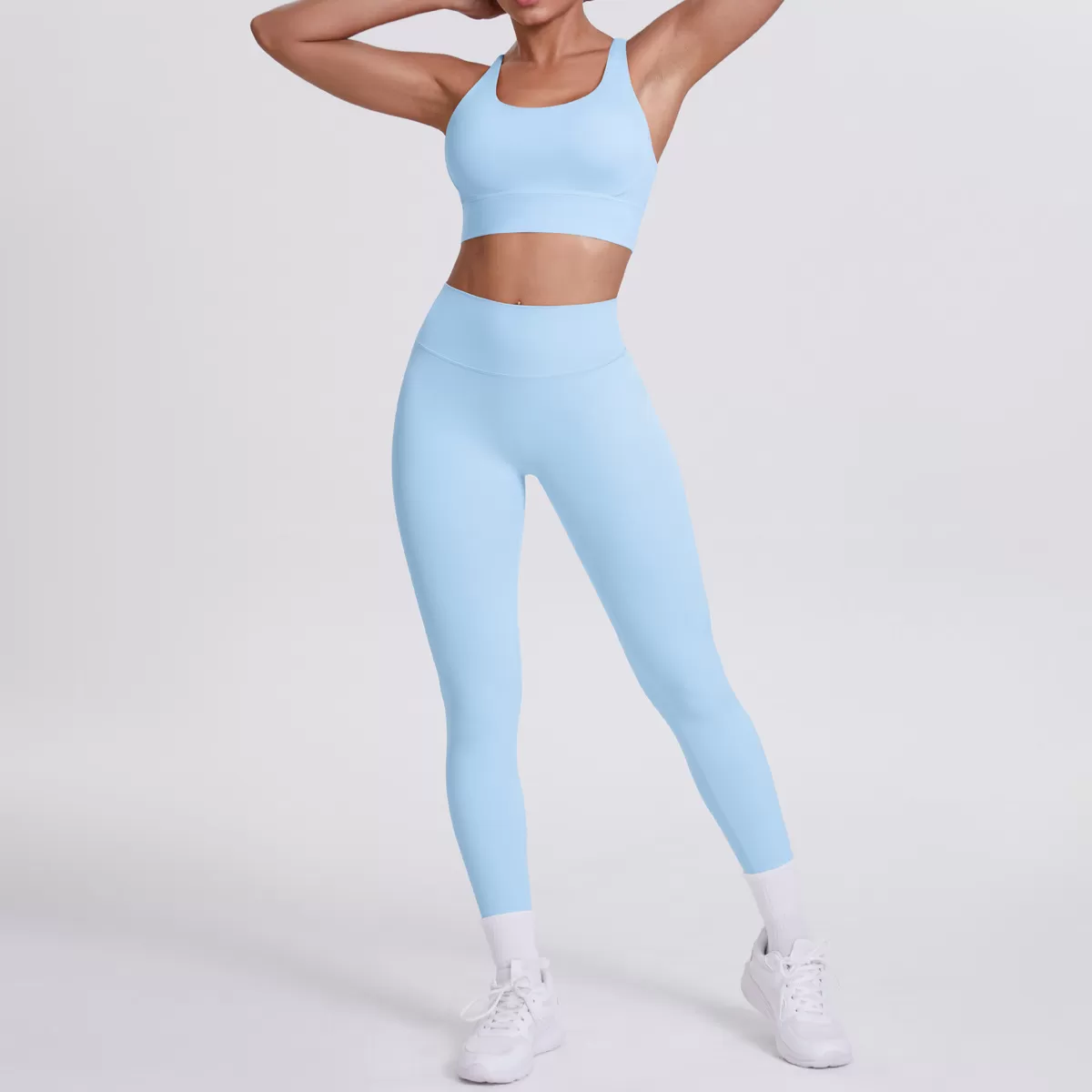 Cross Back Bra Yoga Leggings Gym Activewear 2 Piece Yoga Set FGB7113+7100