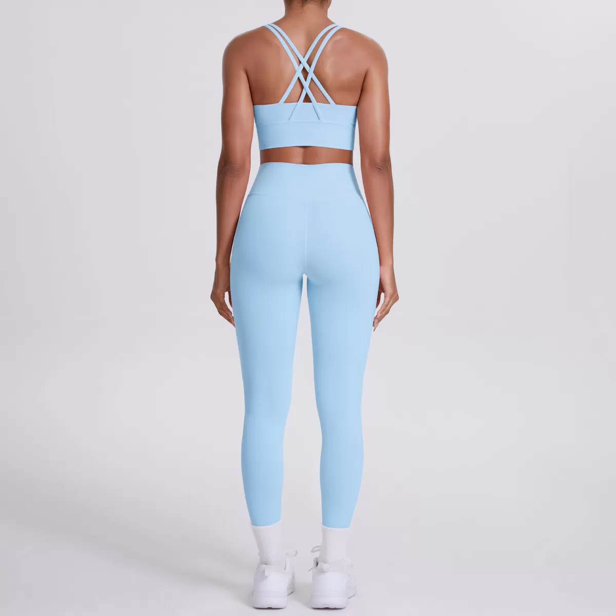 Cross Back Bra Yoga Leggings Gym Activewear 2 Piece Yoga Set FGB7113+7100