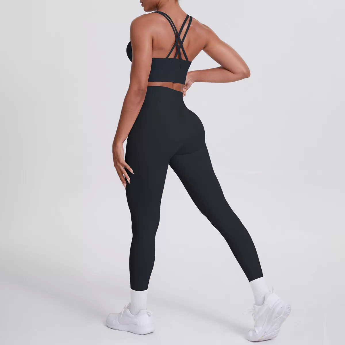 Cross Back Bra Yoga Leggings Gym Activewear 2 Piece Yoga Set FGB7113+7100