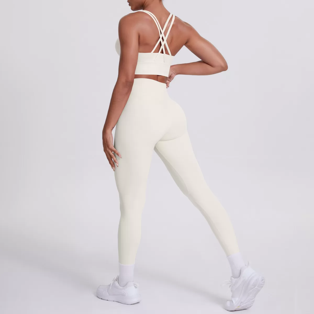 Cross Back Bra Yoga Leggings Gym Activewear 2 Piece Yoga Set FGB7113+7100
