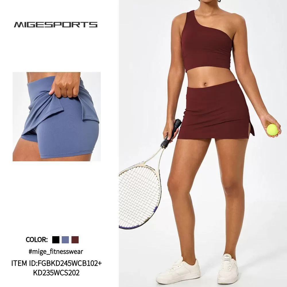 Breathable Outdoor Sportswear Women Two Piece Tennis Set  FGBKD245WCB102+KD235WCS202