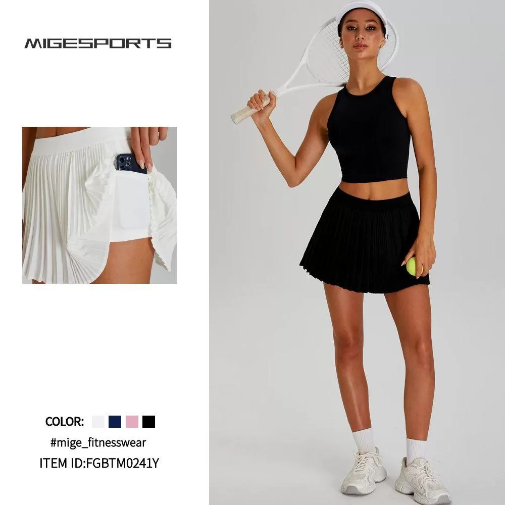 New Style Skirt With Shorts Athletic Breathable 2 Piece Tennis Set FGBTM0241Y