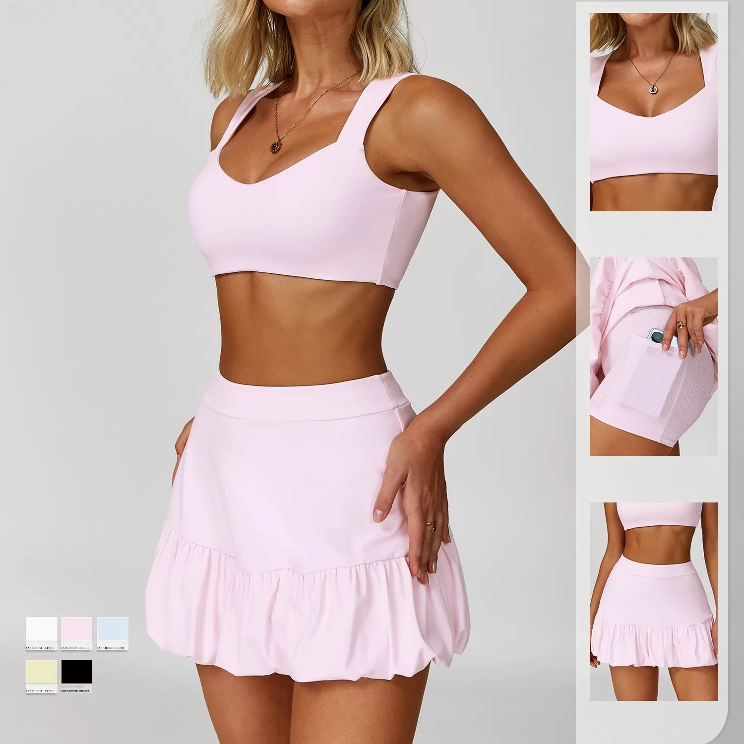 Active Wear Summer Breathable Woman Sport Tennis Skirt Set  FGBTZ9305