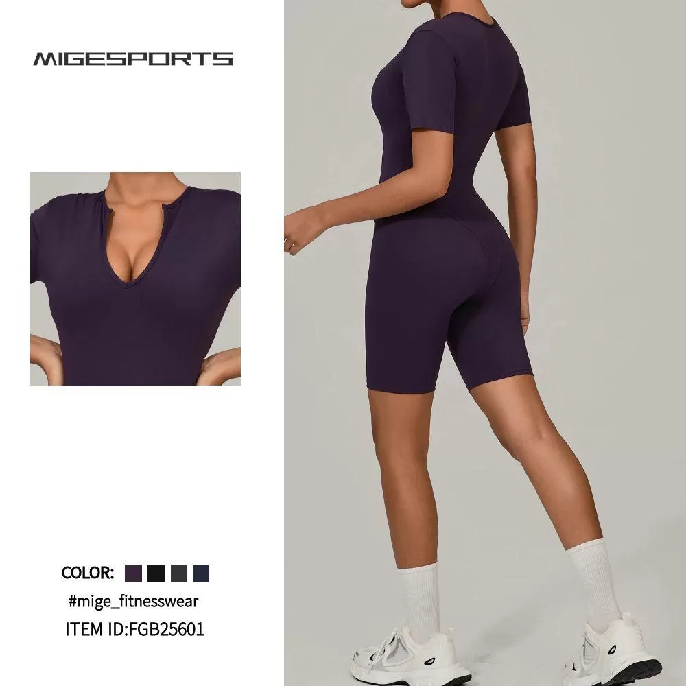 Short Sleeve Bodysuit Short Sports Jumpsuit FGB25601