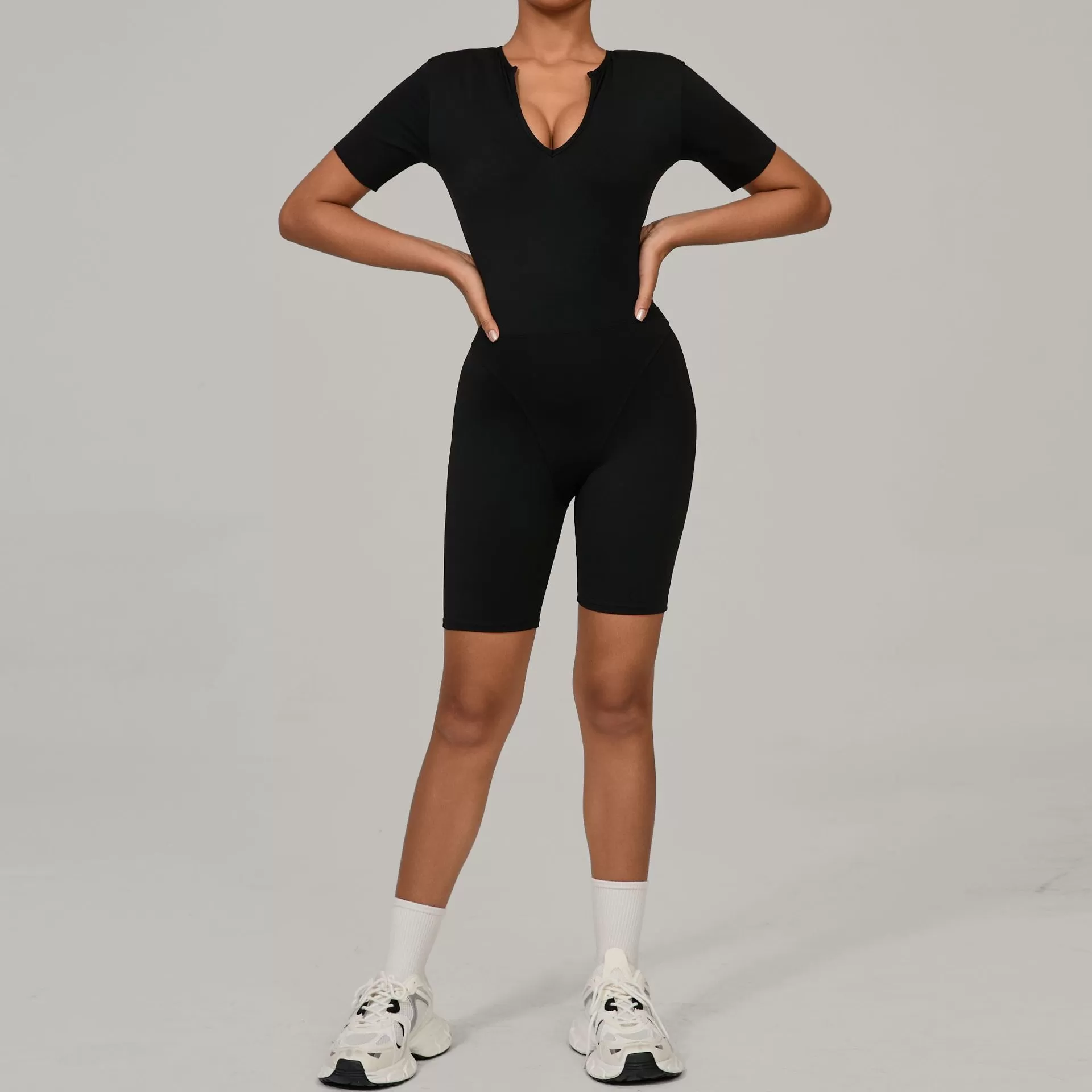Short Sleeve Bodysuit Short Sports Jumpsuit FGB25601