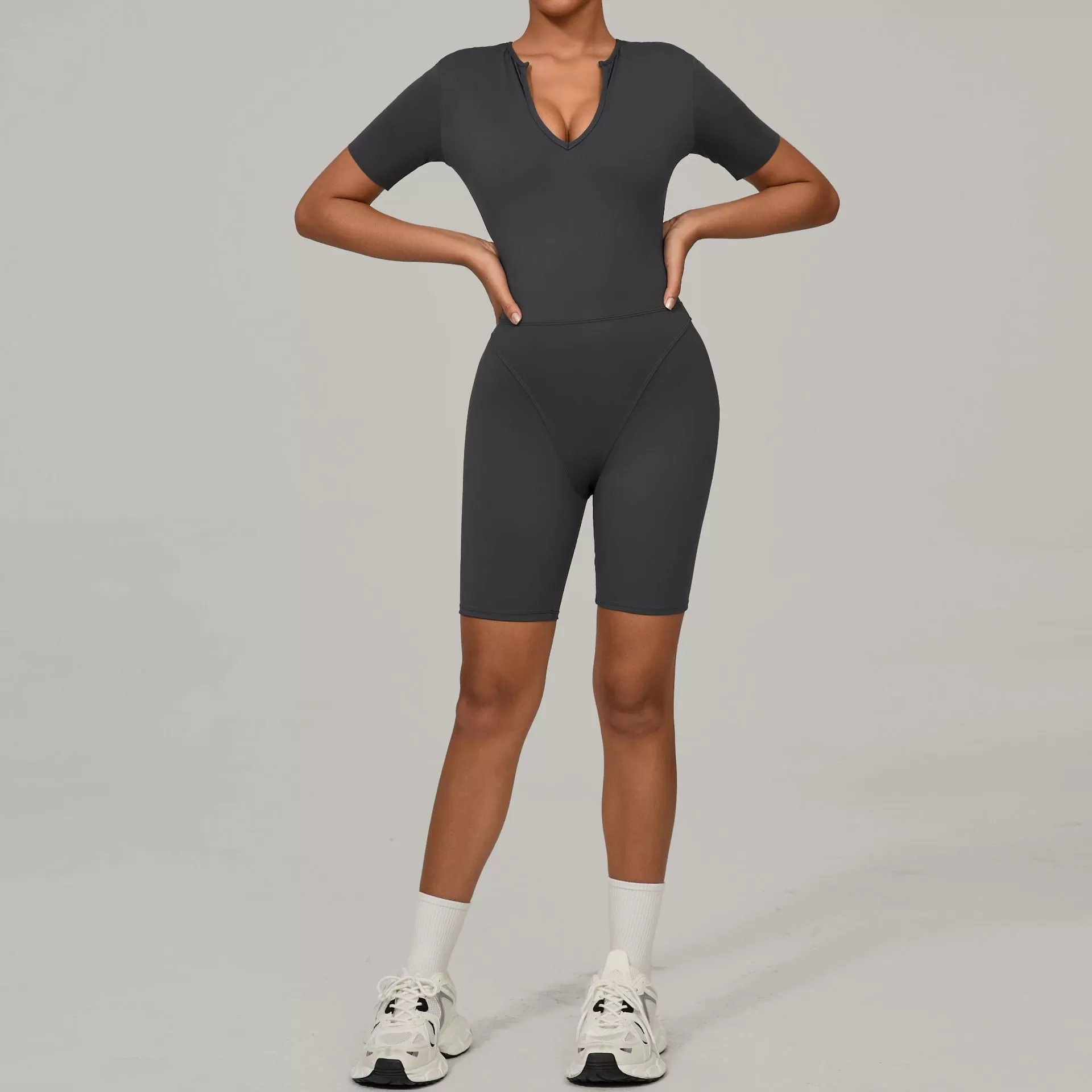 Short Sleeve Bodysuit Short Sports Jumpsuit FGB25601
