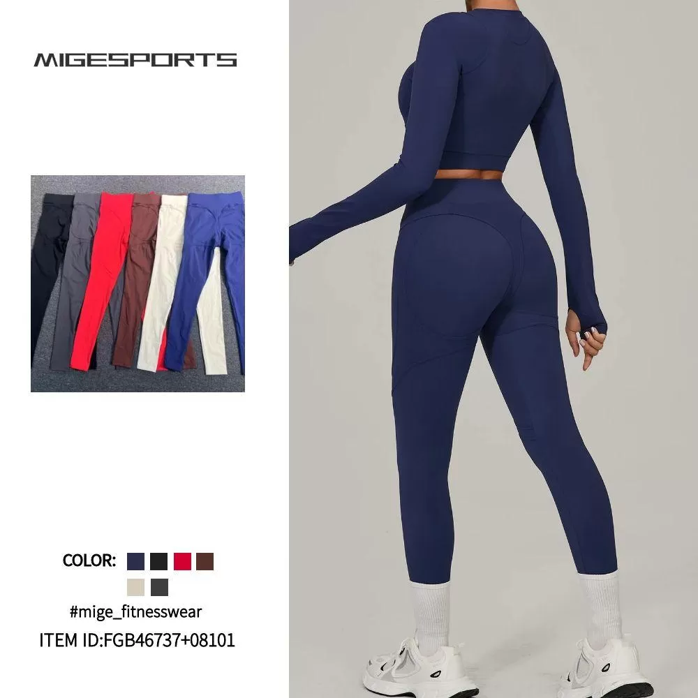 2 Piece New Quick Dry Gym Activewear Yoga Outdoor Sports Set FGB46737+08101